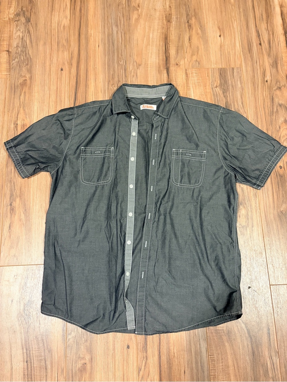 Michael Brandon Charcoal Short-Sleeve Button-Down Shirt